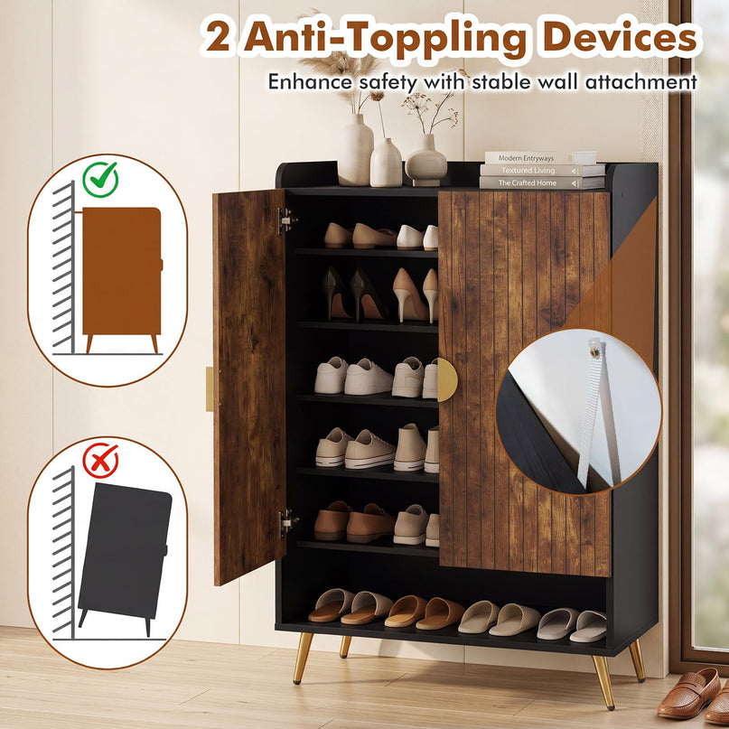 Giantex 7-Tier Wooden Shoe Storage Cabinet w/Door