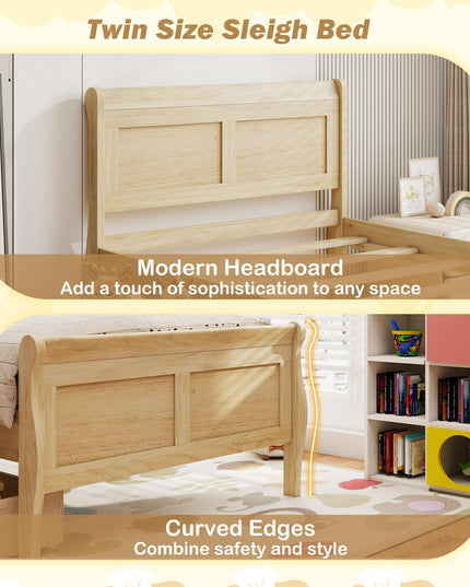 Giantex Twin Bed with 2 Storage Drawers for Kids Teens Adults