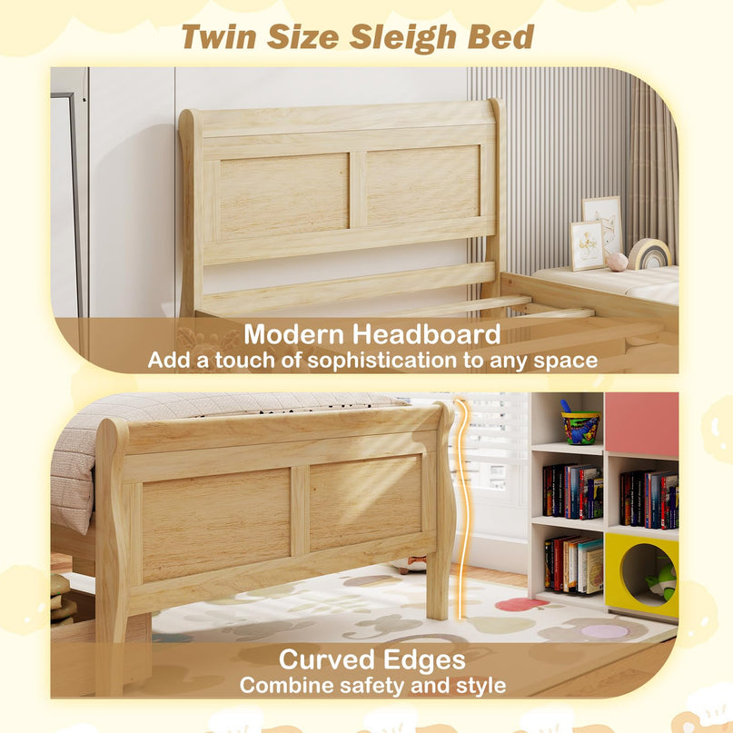Giantex Twin Bed with 2 Storage Drawers for Kids Teens Adults
