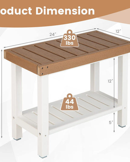 Giantex Shower Bench Stool Waterproof - HDPE Shower Seat with Storage Shelf for Shaving Legs