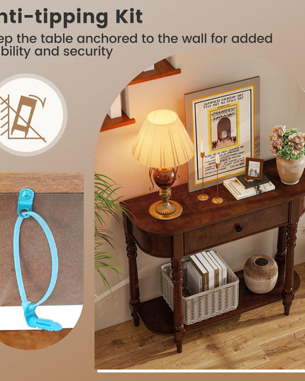 Giantex 36" Retro Entryway Table with Storage Drawer & Elegant Legs for Living Room Foyer