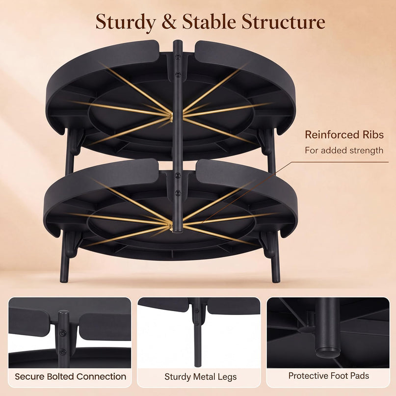 GIANTEX 2-Tier Round Coffee Table with Storage