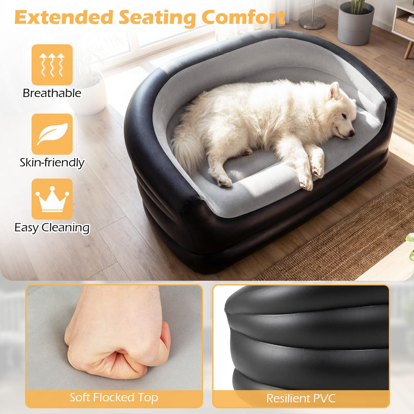 Giantex Inflatable Loveseat Couch | Portable & Foldable 2-Seater Air Sofa for Adults w/Armrests