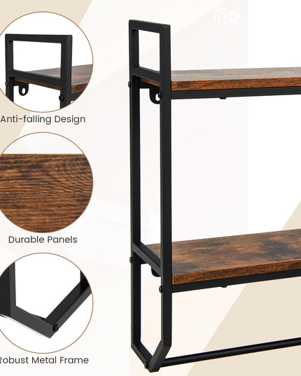 Giantex Wall Mounted Bathroom Shelves with Towel Bar