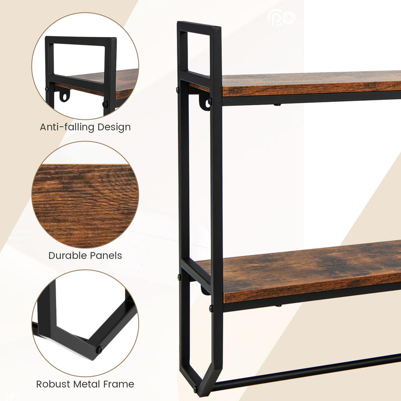 Giantex Wall Mounted Bathroom Shelves with Towel Bar