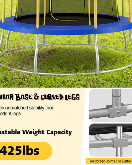 Giantex 8 FT 10 FT Trampoline, ASTM Certified Recreational Trampolines with Net, Galvanized Steel Frame