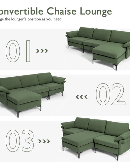 Giantex 100.5" L Convertible Sofa Couch, 3-Seat Sectional Sleeper with USB Ports & Socket