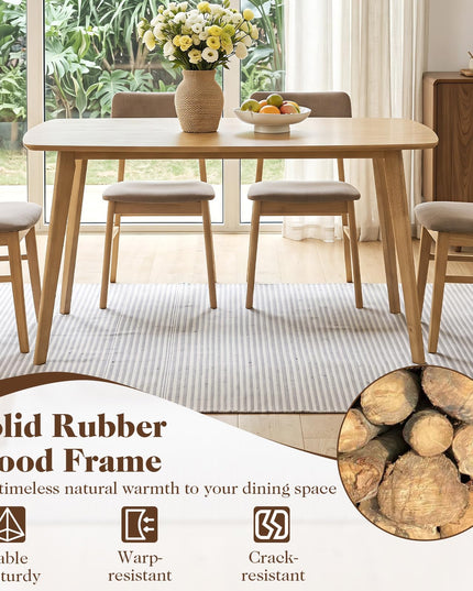 Giantex 55" Solid Wood Rectangular Dining Table for 4-6 (55" x 27.5" x 30")