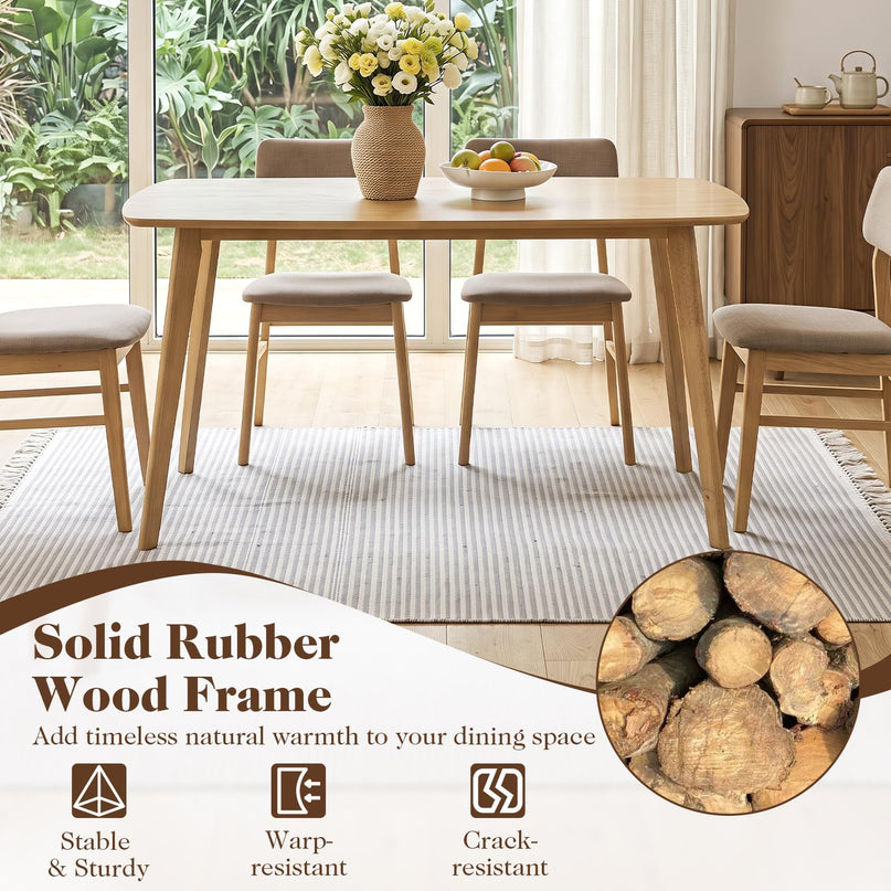 Giantex 55" Solid Wood Rectangular Dining Table for 4-6 (55" x 27.5" x 30")