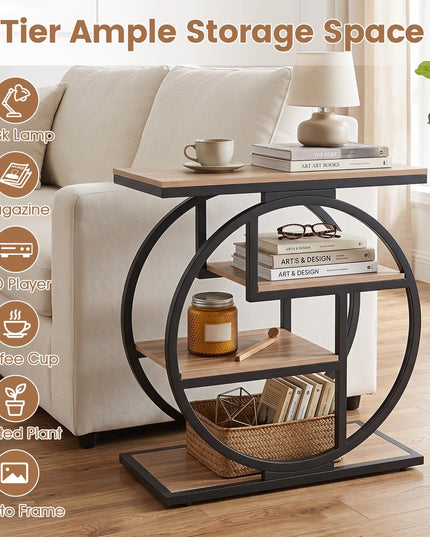 GIANTEX 4-Tier Narrow End Table with Storage & Geometric Metal Frame (1/2)