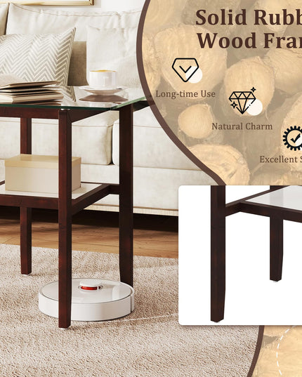 Giantex Small Coffee Table 24" Glass End Table