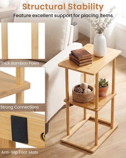Giantex 3 Tier Narrow End Table with Storage Shelves
