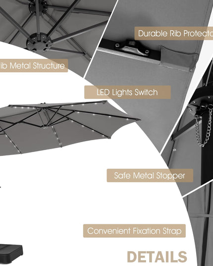 Parasol double face géant de 4,5 m pour l'extérieur Giantex