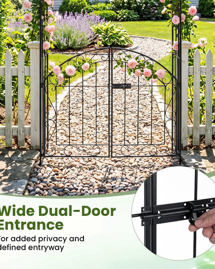 Giantex 79" H x 39" W Garden Arch with Gate & Safety Latch