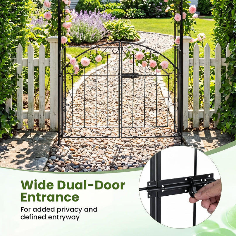 Giantex 79" H x 39" W Garden Arch with Gate & Safety Latch