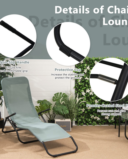 Lightweight and Portable Tanning Lounger for Deck (2, Green)