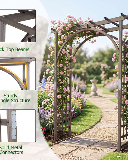 Giantex 213 cm Garden Arch Trellis with Flat Top for Climbing Plants