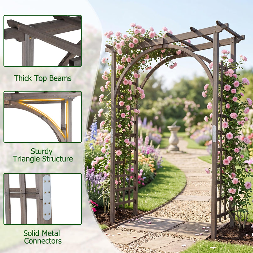 Giantex 213 cm Garden Arch Trellis with Flat Top for Climbing Plants
