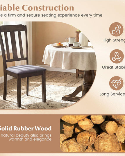Giantex Wood Dining Chairs Set with Comfortable Backrest & Padded Seat