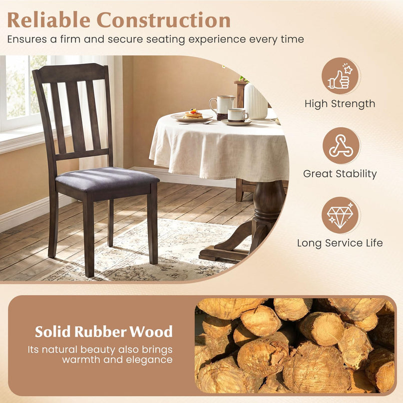 Giantex Wood Dining Chairs Set with Comfortable Backrest & Padded Seat