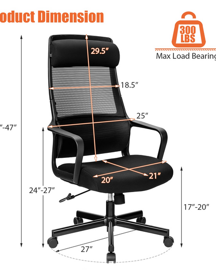 Giantex High Back Mesh Office Chair with Heating Headrest and Lumbar Support Armrest