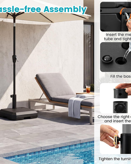 Giantex Half Patio Umbrella Base 49 lbs Fillable Weighted Half Umbrella Stand