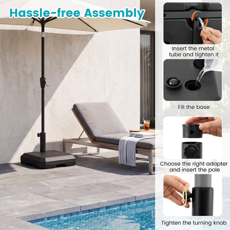 Giantex Half Patio Umbrella Base 49 lbs Fillable Weighted Half Umbrella Stand