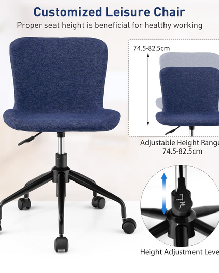 Giantex Home Office Chair with Wheels, Mid-Back Swivel Computer Chair Rolling Adjustable Linen Leisure Chair
