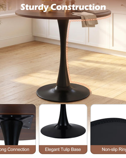 GIANTEX 31.5" Round Dining Table w/Thickened Tabletop & Metal Pedestal