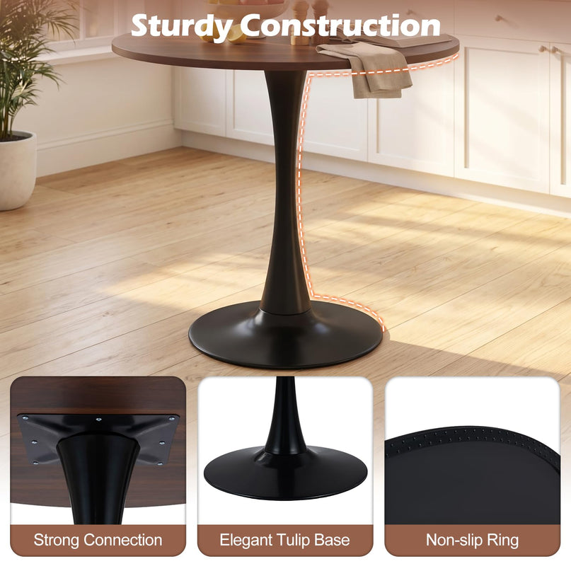 GIANTEX 31.5" Round Dining Table w/Thickened Tabletop & Metal Pedestal