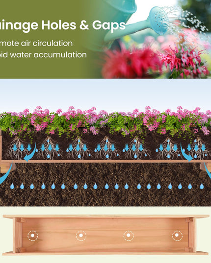 Giantex Wood Raised Garden Bed Rectangular Planter Box w/Drainage Hole（36"x7"x7"）
