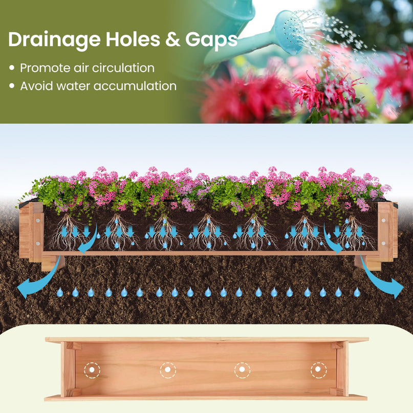 Giantex Wood Raised Garden Bed Rectangular Planter Box w/Drainage Hole（36"x7"x7"）
