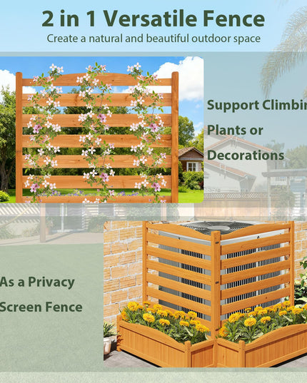 Giantex Air Conditioner Fence Outdoor, Wood Privacy Screen with Planter Box