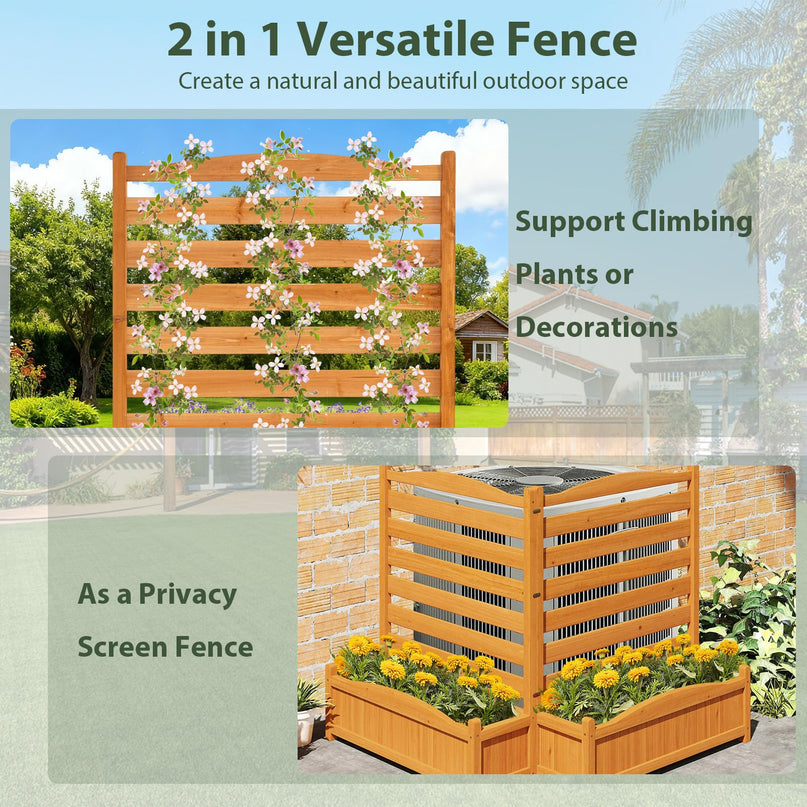 Giantex Clôture de climatiseur extérieure, brise-vue en bois avec jardinière
