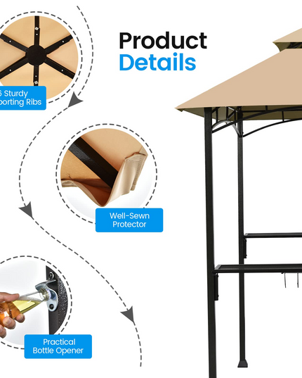 Giantex Grill Gazebo, 8ft x 5ft Grill Station with Canopy, Outdoor Grill Shelter Barbecue Tent