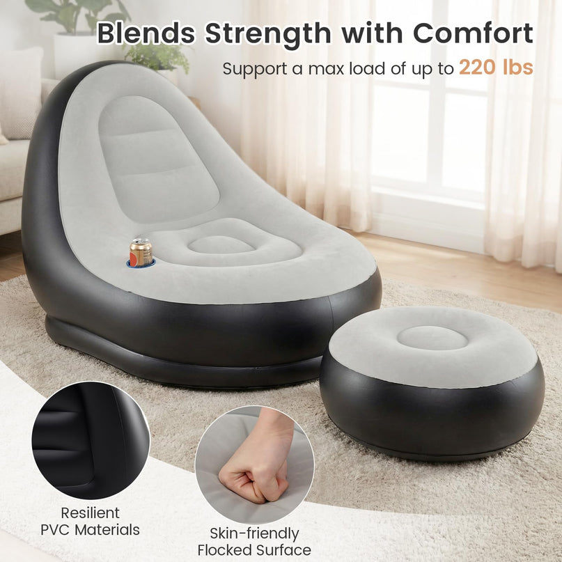 Fauteuil gonflable Giantex avec pouf pour adultes