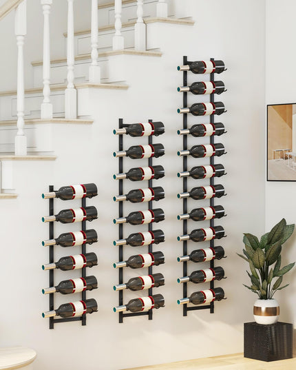 Giantex Wall Mounted Wine Rack for 9-Bottles, Metal Wall Wine Racks Organizer