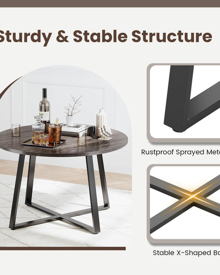 Giantex 47-inches Round Dining Table with Metal Pedestal Base