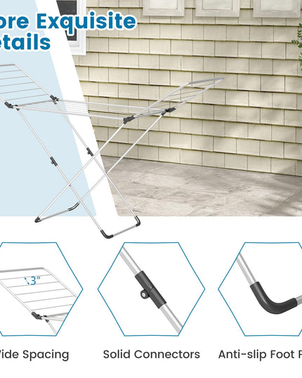 Giantex Clothes Drying Rack, Foldable Laundry Drying Rack w/Aluminum Frame