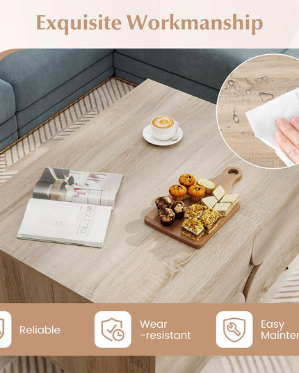 Giantex Mid Century Modern Coffee Table with Storage Accent Cocktail Table