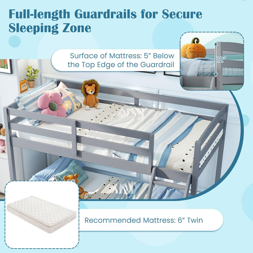 Giantex Twin Over Full Bunk Bed for Kids