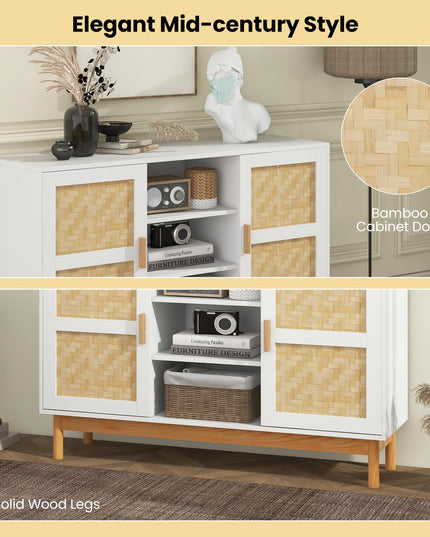 Giantex Buffet Sideboard, Kitchen Storage Cabinet with 3 Open Shelves & 2 Side Cabinets