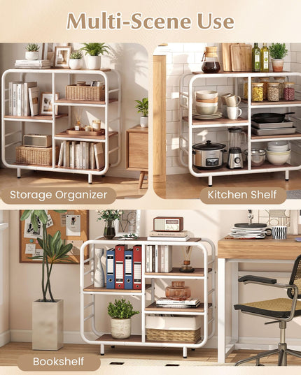 Giantex Book Shelf Storage Organizer with Metal Frame