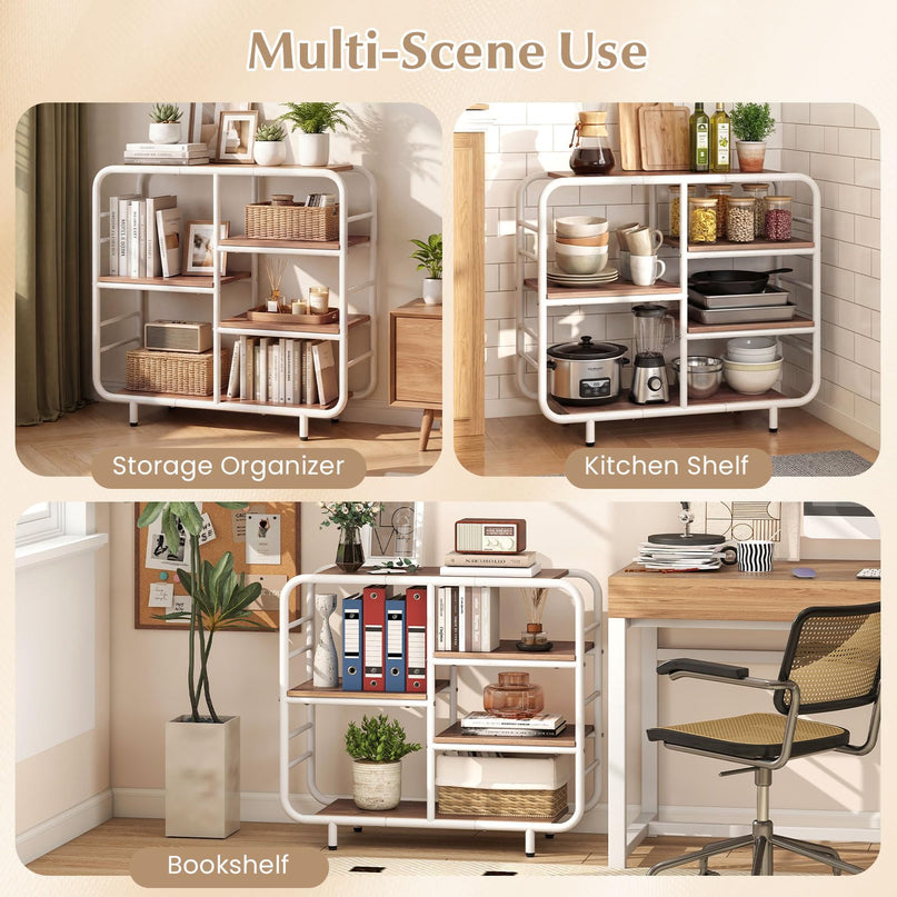 Giantex Book Shelf Storage Organizer with Metal Frame