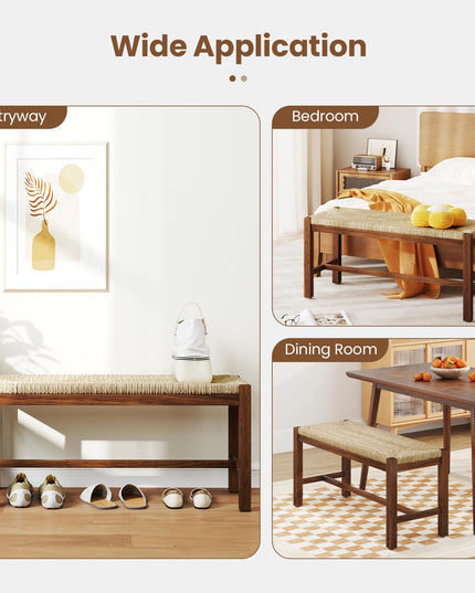 Giantex Dining Bench with Woven Seagrass Woven Seat