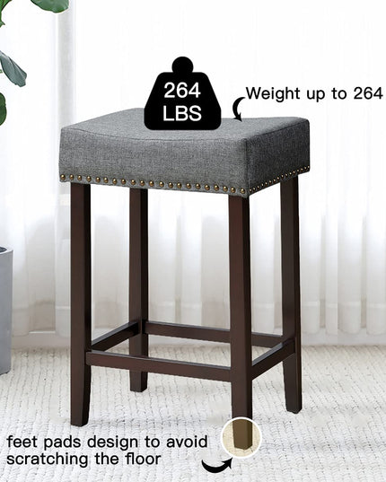 Giantex Backless Counter Height Stools with Brass Nail Head Studs