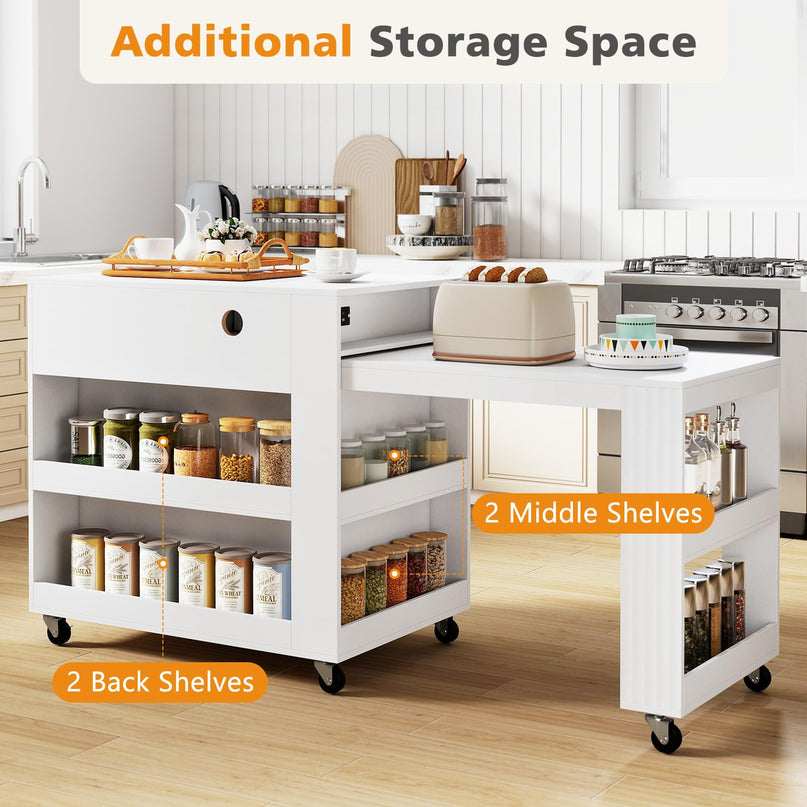 GIANTEX 72”-44.5” Extendable Kitchen Island with Storage