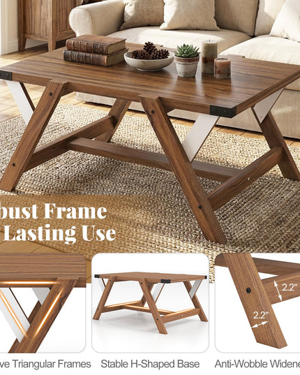 Giantex 35.5" Farmhouse Coffee Table with Decorative Nailhead Accents & Robust Frame