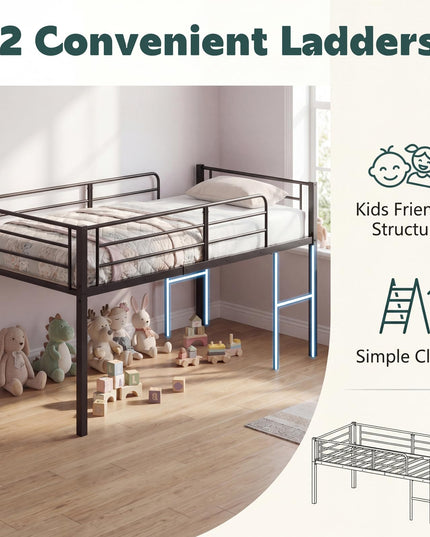Giantex Twin Low Loft Bed with 21.5" H Under-Bed Space