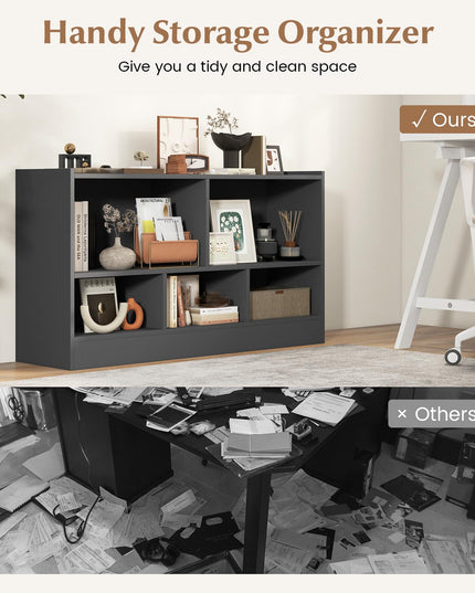 Giantex 5-Cube Bookcase, Freestanding 3-Tier Bookshelf with Spacious Top & Raised Base